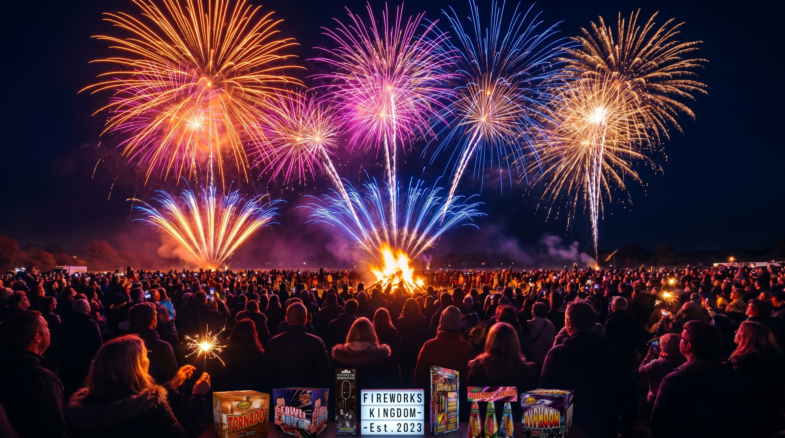 Crowd watching fireworks